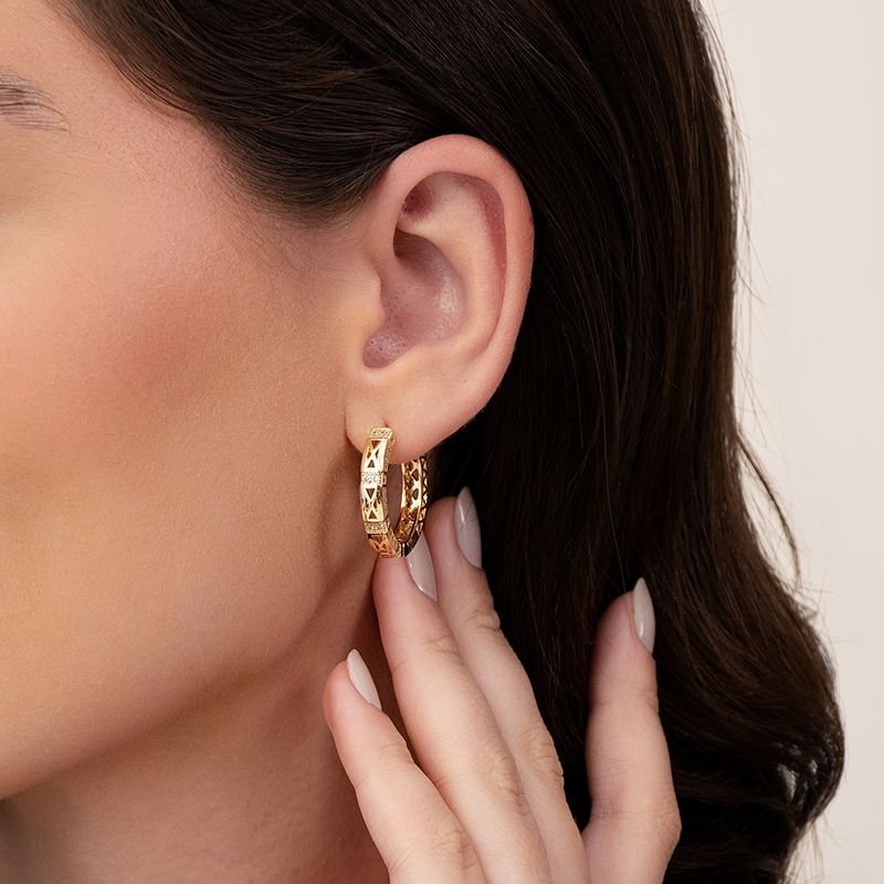 ARGOLA BANHADO EM OURO 18K C/ PEDRAS CRAVEJADAS