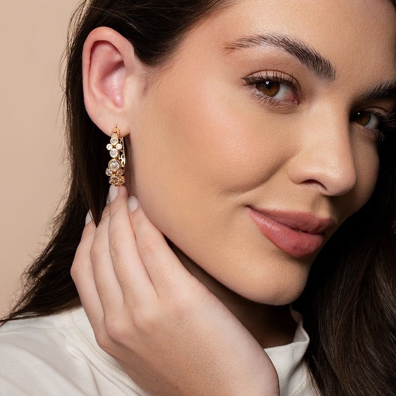 ARGOLA BOLINHAS BANHADA EM OURO 18K