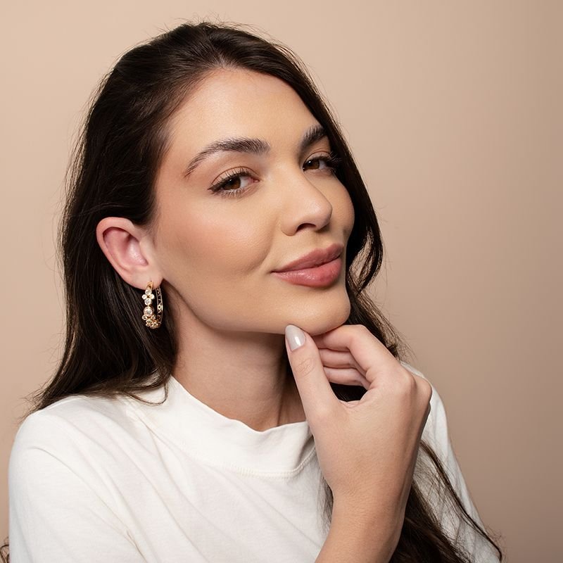 ARGOLA BOLINHAS BANHADA EM OURO 18K