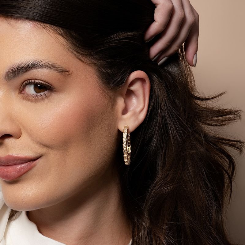ARGOLA ESCAMAS COM ZIRCÔNIAS BANHADO EM OURO 18K