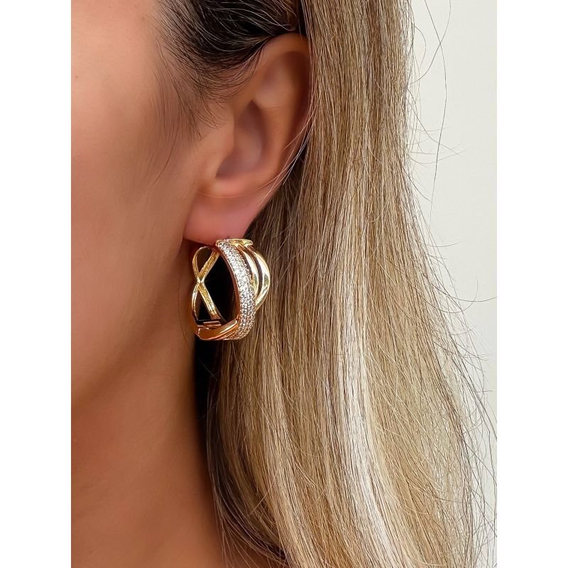 ARGOLA ONDULADO BANHADO EM OURO 18K