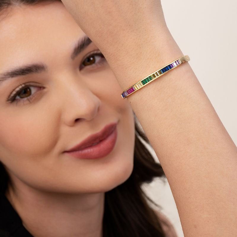 BRACELETE COLORS BANHADO EM OURO 18K CRAVEJADO COM PEDRAS