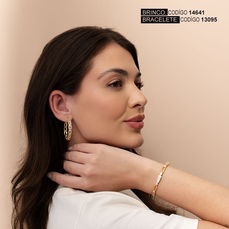 BRACELETE ELO C/ PEDRAS CRAVEJADAS