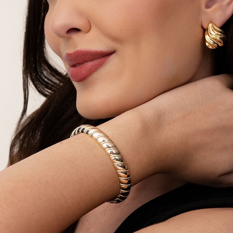 BRACELETE EM ESPIRAL LISO BANHADO EM OURO 18K