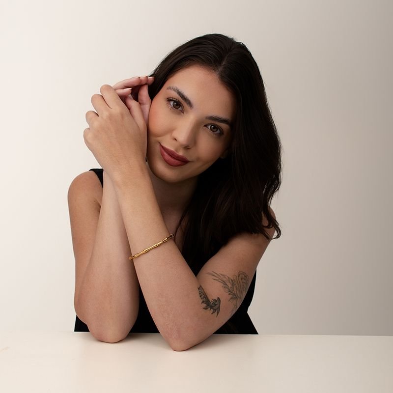 BRACELETE LISO FINO DESIGN BAMBU EM AÇO