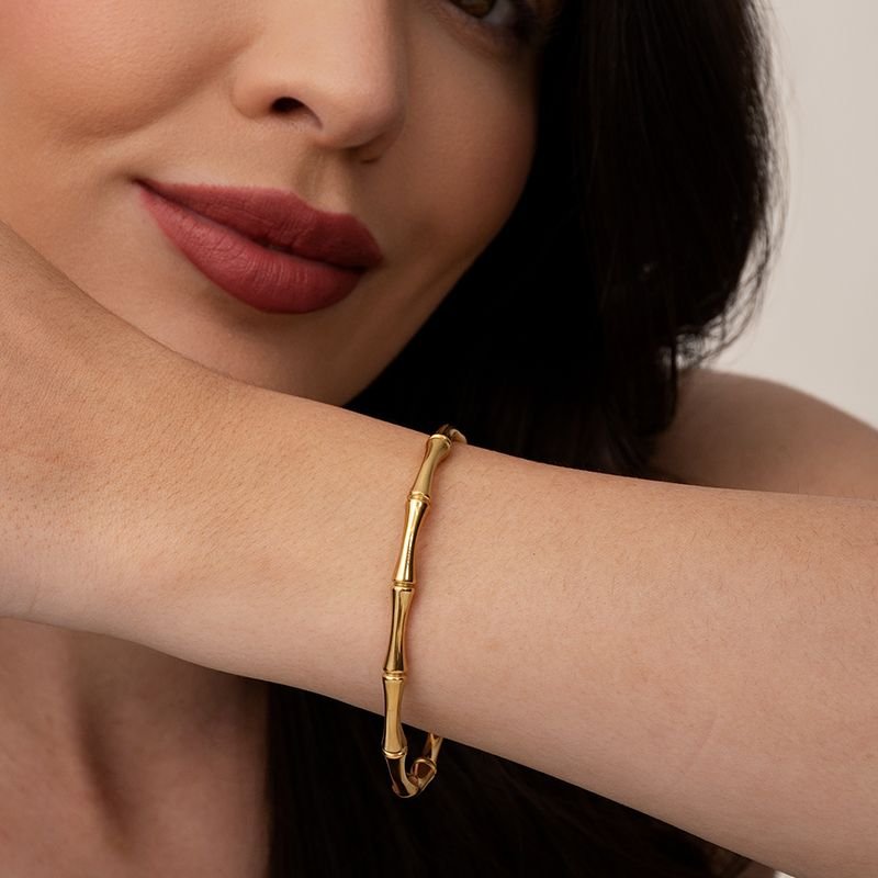 BRACELETE LISO FINO DESIGN BAMBU EM AÇO