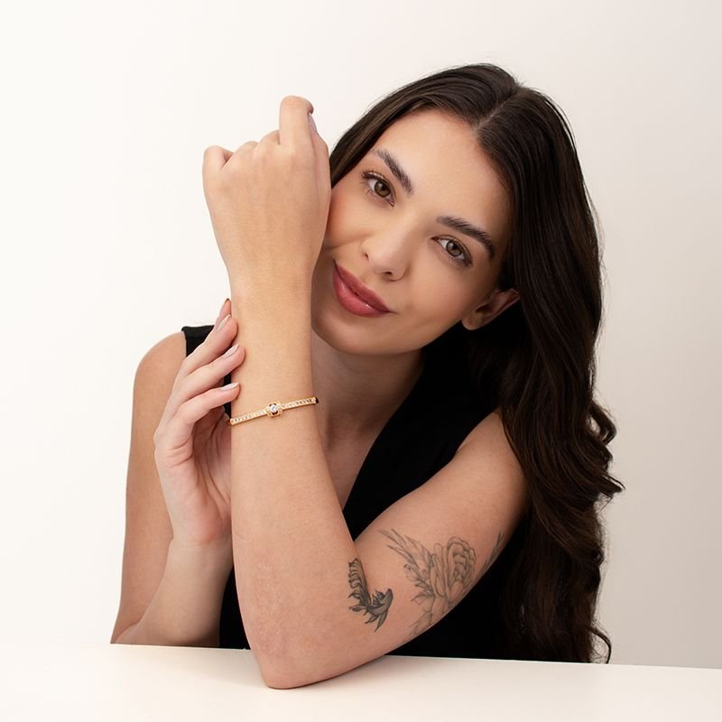 BRACELETE PONTO LUZ BANHADO EM OURO 18K