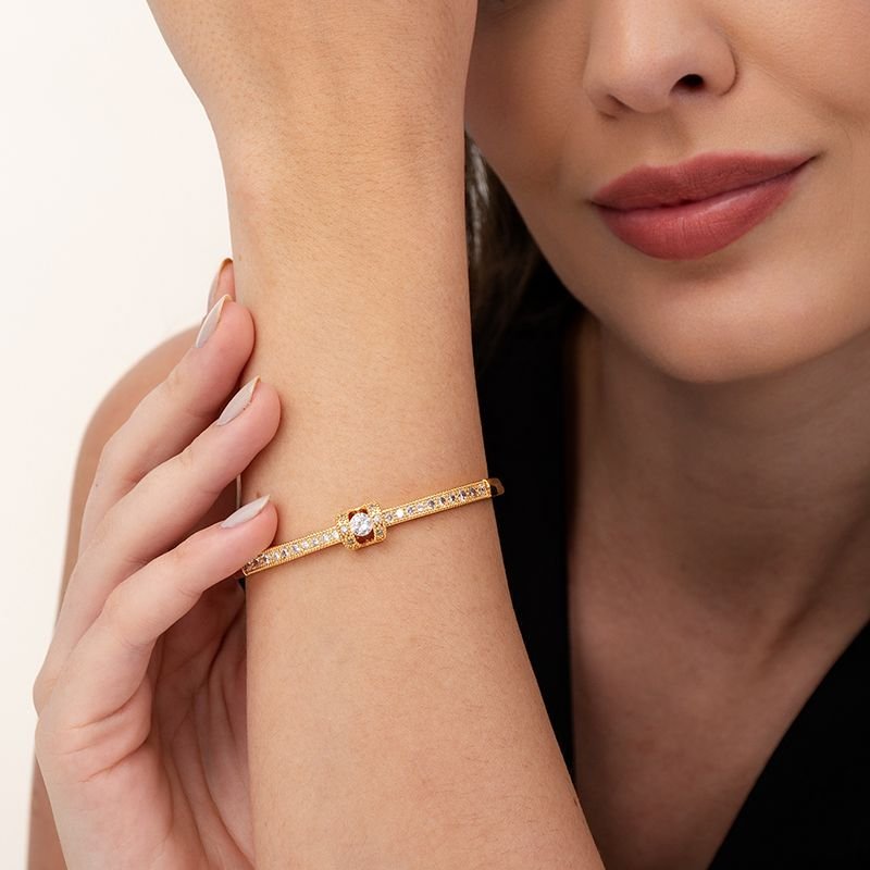 BRACELETE PONTO LUZ BANHADO EM OURO 18K