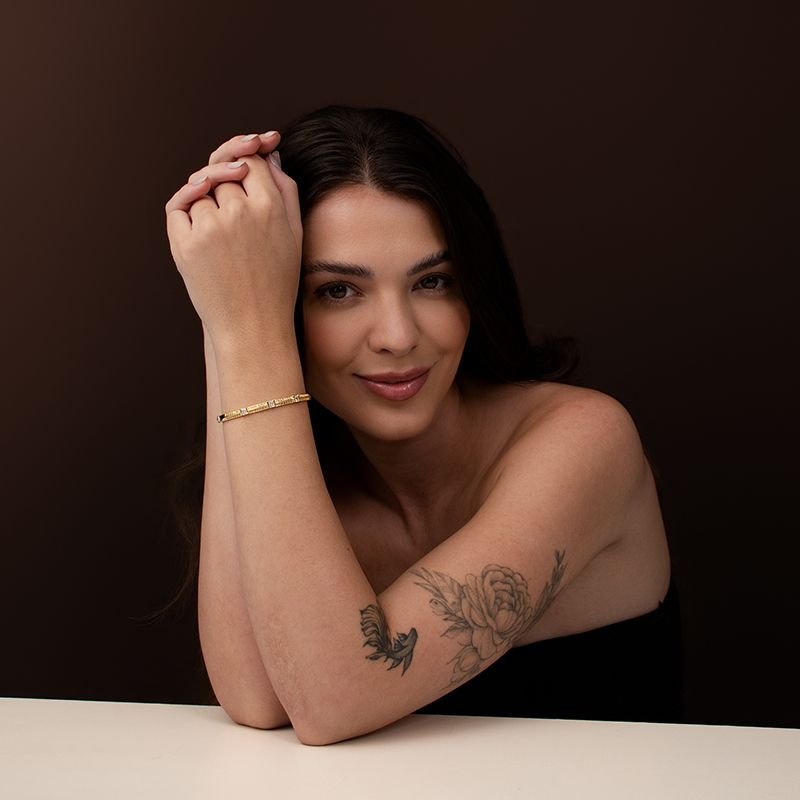 BRACELETE PONTO LUZ C PEDRAS CRAVEJADAS