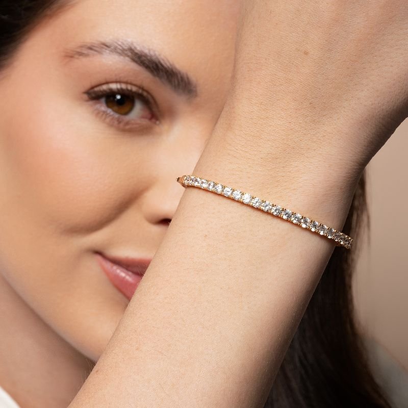 BRACELETE RIVIERA BANHADO EM OURO 18K CRAVEJADO COM PEDRAS