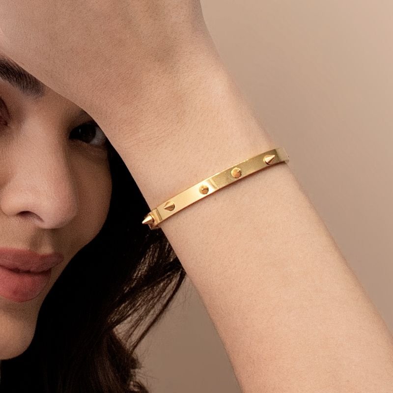 BRACELETE SPIKE BANHADO EM OURO 18K