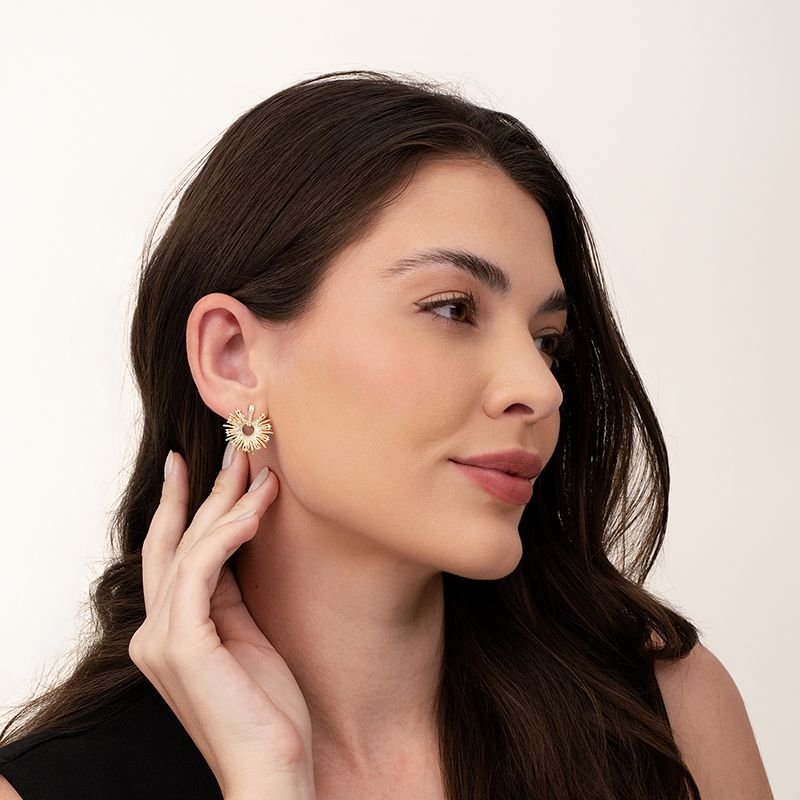 BRINCO ESTRELA BANHADO EM OURO 18K CRAVEJADO C/ ZIRCÔNIAS