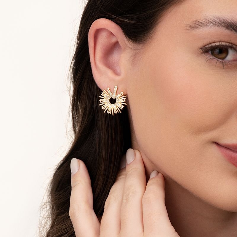 BRINCO ESTRELA BANHADO EM OURO 18K CRAVEJADO C/ ZIRCÔNIAS