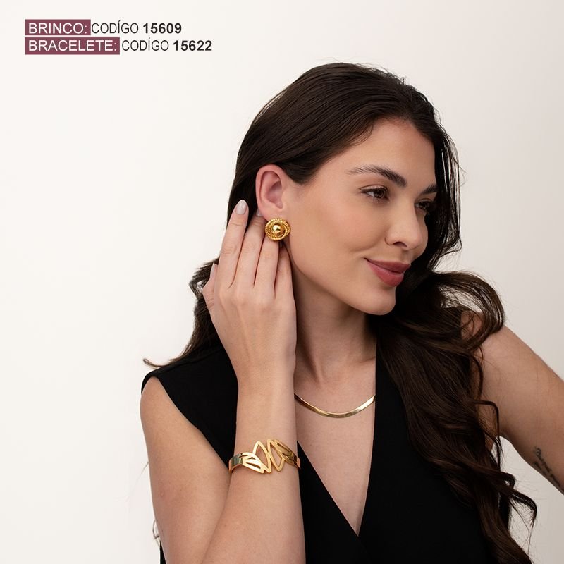 BRINCO REDONDO TEXTURA BANHADO EM OURO 18K