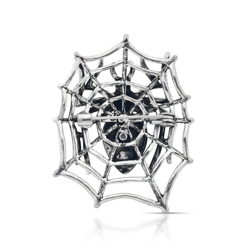 BROCHE ARANHA COM TEIA E PEDRAS BANHO DE RÓDIO