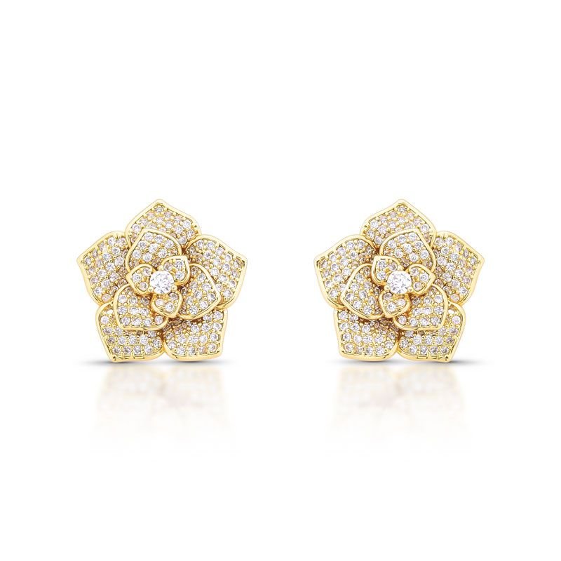 CONJUNTO COLAR E BRINCO FLOR DOURADO