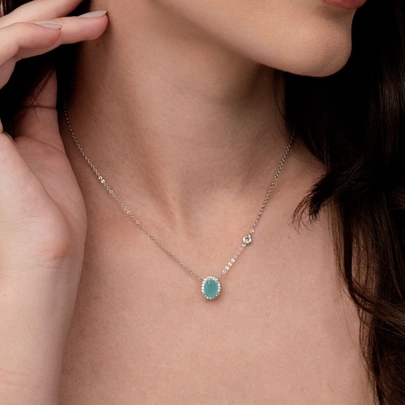 CONJUNTO COLAR E BRINCO PINGENTE OVAL
