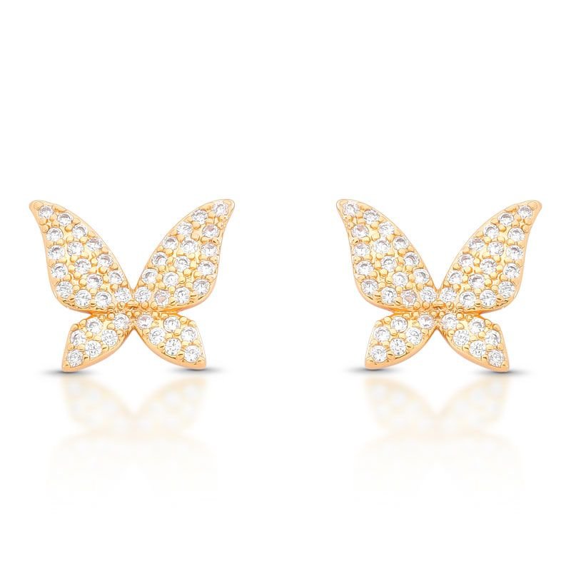 CONJUNTO COLAR ELOS FINOS PINGENTE BORBOLETA E BRINCO