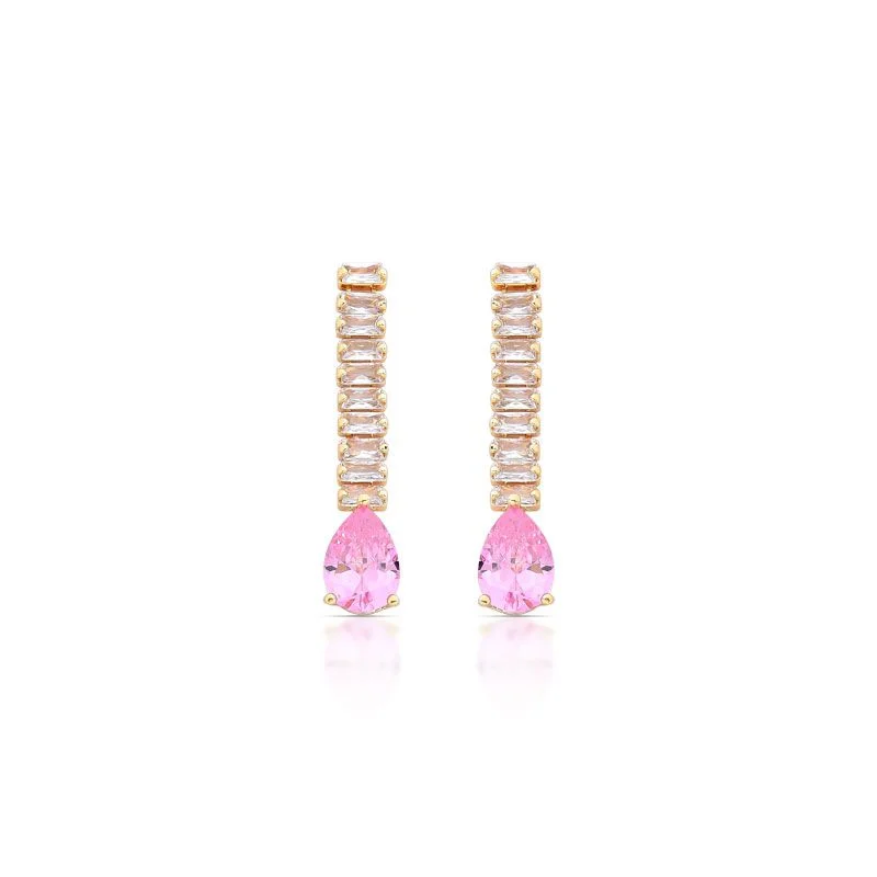 CONJUNTO COLAR E BRINCO GOTA FESTA COM PEDRAS CRAVEJADAS