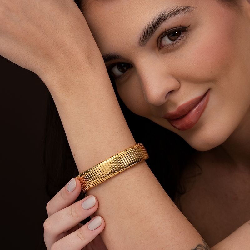 PULSEIRA LISA BANHADO EM OURO 18K - 19 CM